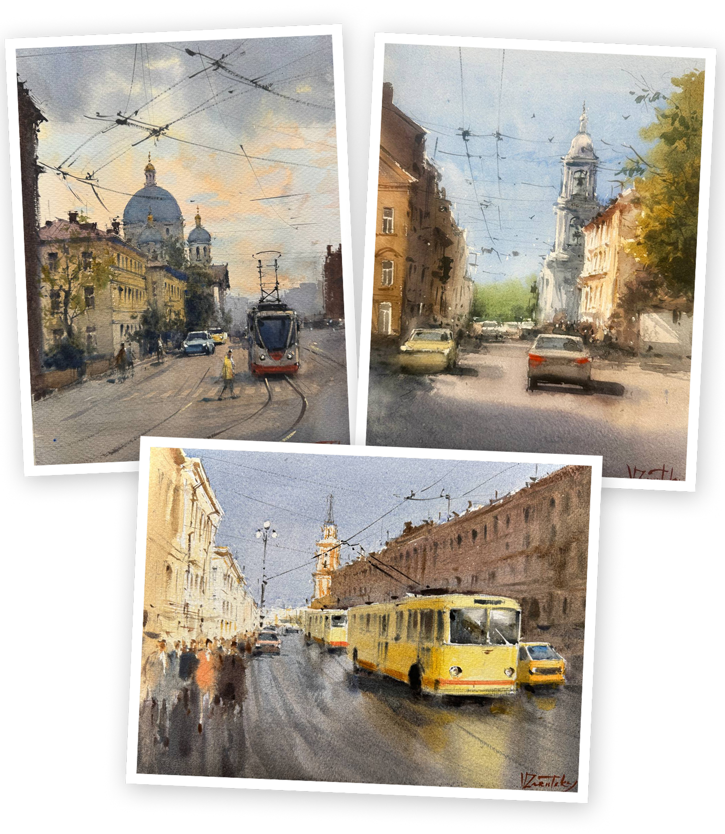 Коллаж из акварельных работ